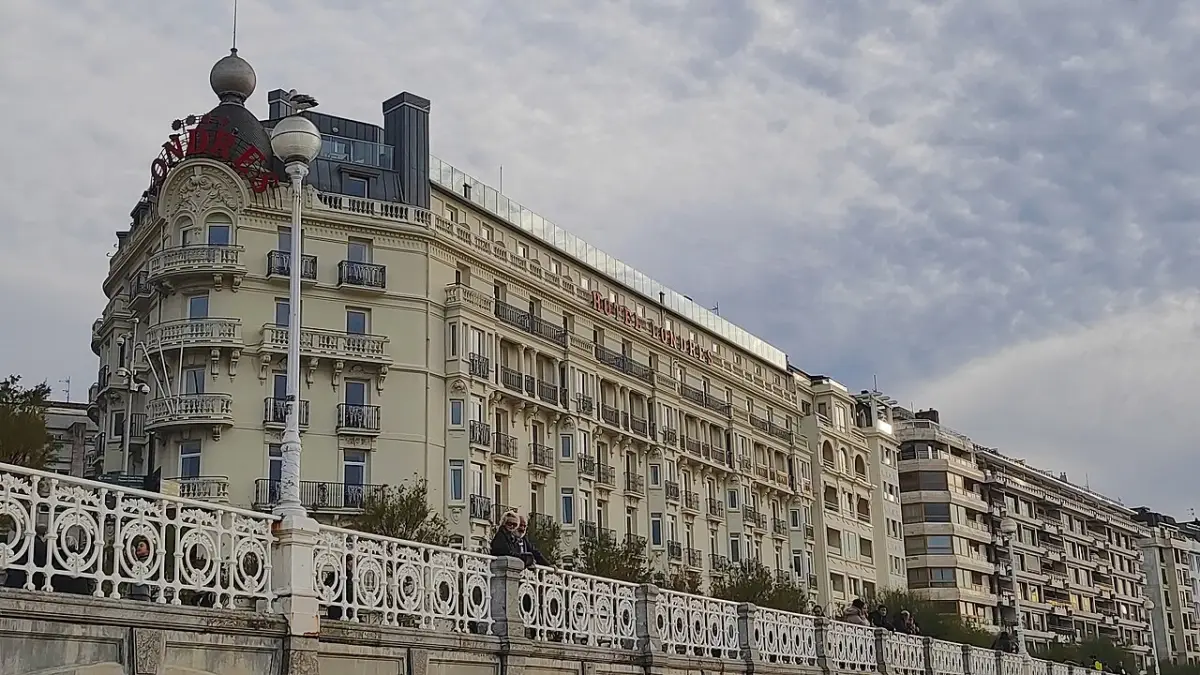 Fachada del Hotel de Londres y de Inglaterra junto al paseo de La Concha